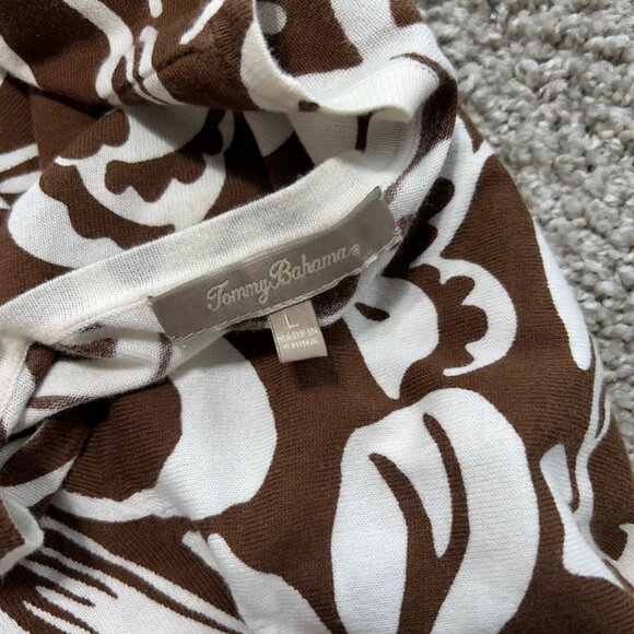 Tommy Bahama Women's Large Brown & White Floral Button Front Cardigan - Picture 7 of 9